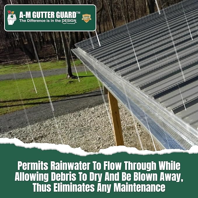 A-M Gutter Guard – Premium Heavy-Duty Lifetime Quality Aluminum - Leaf & Debris Protection, (6 Inch - 200 Feet, Mill Finish) - DIY Easy - Made in The USA