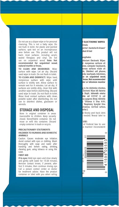 Weiman Electronic Disinfecting Wipes- 2 Pack - Safely Clean Your Laptop, Computer, TV, Screen Equipment-Electronic Cleaner Wipes-15 Count