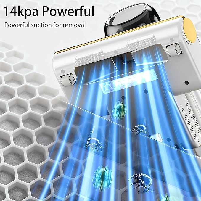 Mattress Vacuum Cleaner, 14Kpa Bed Vacuum Cleaner with 253.7nm UV-C Light, Versatile Wireless Handheld Vacuums with HEPA Filter and USB-C Charging Port for Bed, Sofa, Clothes, Crib