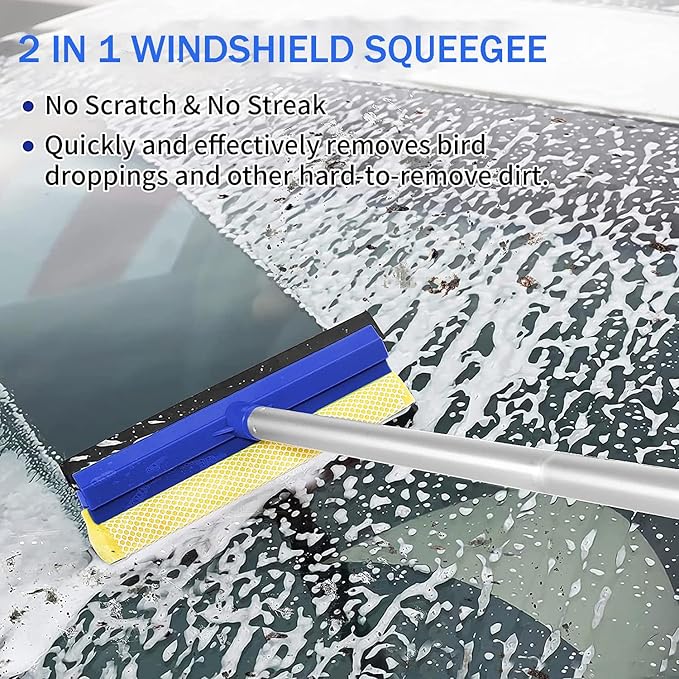 Wontolf 4-in-1 Squeegee for Window Cleaning Kit with Storage Bag, 79'' Squeegee Window Cleaner Tool with Extension Pole, Rotatable Window Washing Equipment for Home, Outdoor Windows, Glass, Shower
