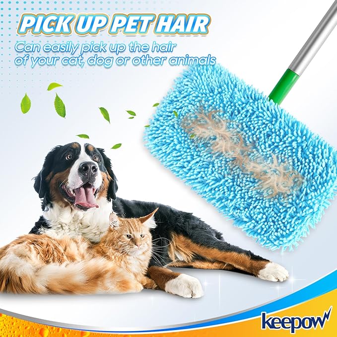 KEEPOW Reusable Dry Sweeping Cloths Microfiber Wet Pads Compatible with Swiffer Sweeper Mop and Sweep & Mop Deluxe, Replacement Mopping Pad Refills for Hardwood Floor Cleaning (2 Pack)