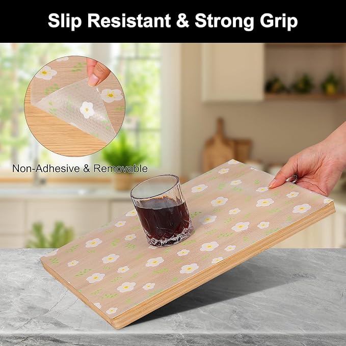 Cooyes Shelf Liner – Premium Non-Adhesive Cabinet & Drawer Liner for Kitchen – Waterproof Shelf Paper with Modern Pattern – Durable EVA Cabinet Mat – Easy to Cut （24" W x 120" L）
