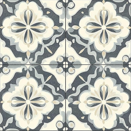 10PCS 12x12 Inch Gray Blue Vintage Floral Peel and Stick Floor Tiles Removable Self Adhesive Vinyl Flooring Stickers for Bathroom Kitchen Entryway Home Decor