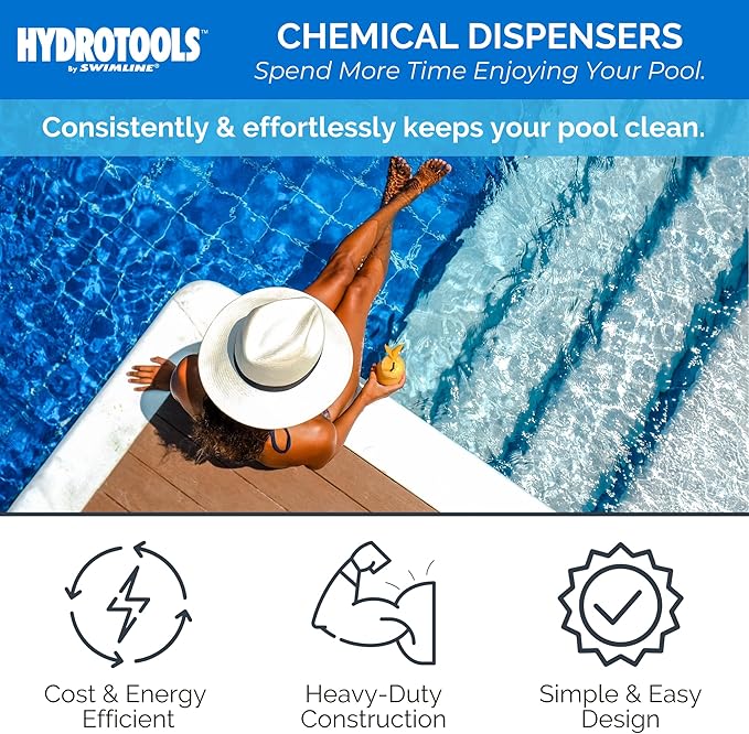 SWIMLINE HYDROTOOLS Chlorine Floater Dispenser For Above Ground & Inground Pools Spas | Solar Powered LED Light-Up Colorful Globe Pool Decoration |Large Capacity Floating 3-Inch Chlorine Bromine Tabs