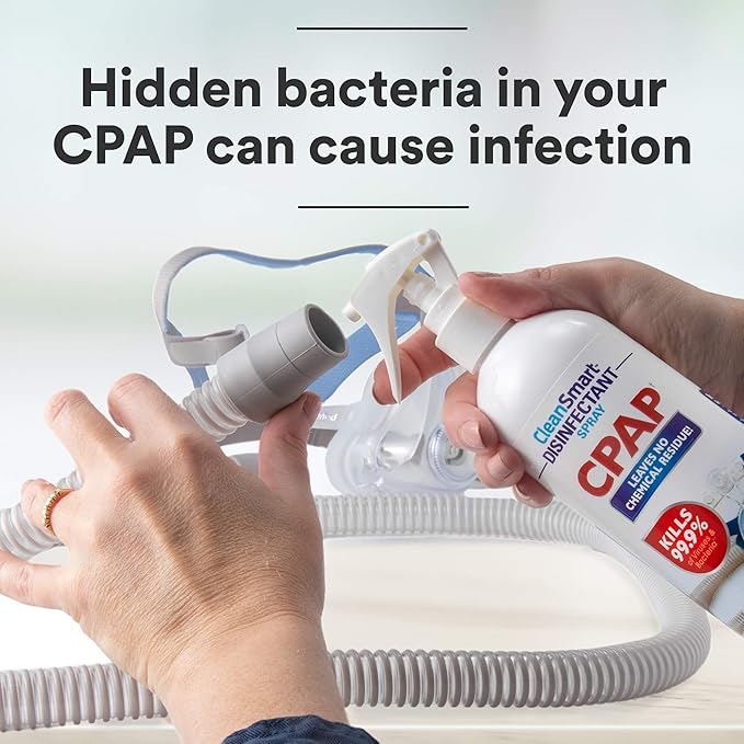 CleanSmart CPAP Disinfectant Spray, Kills 99.9% of Bacteria and Viruses on CPAP Equipment, No Residue, 16 oz (Pack of 2)