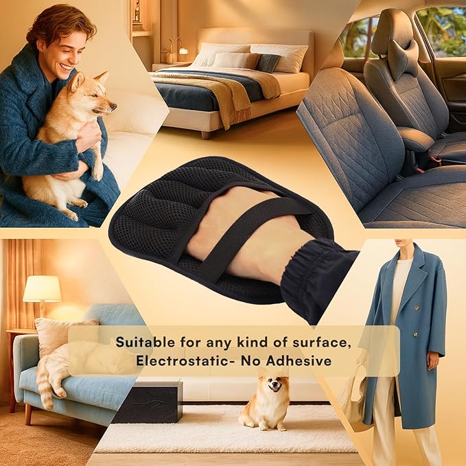 Wolfster Pet Hair Removal Glove, for Couch, Carpets & Car Seats Cleaner, Upgraded Five-Finger Reusable Glove, Electrostatic Pet Hair Remover for Dog & Cat, Hair Removal Tool