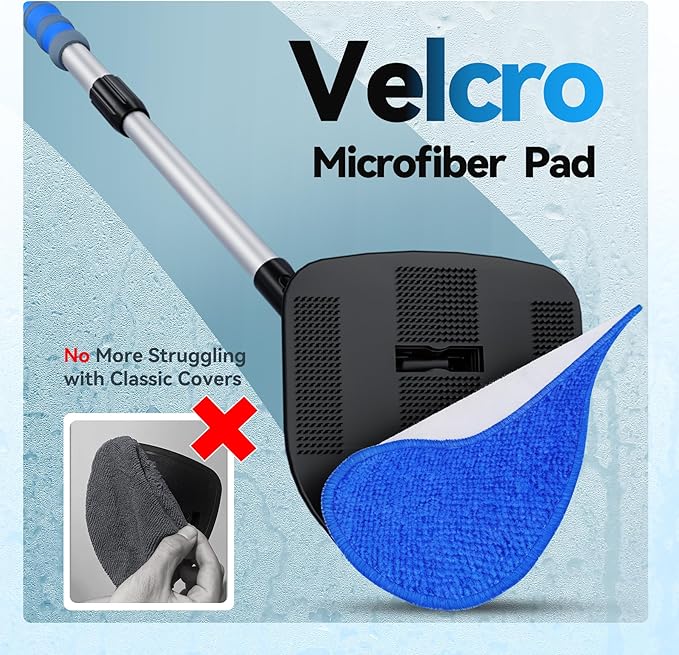 XINDELL Windshield Cleaning Tool, Interior & Inside Car Windshield Cleaner with Microfiber Pads, Extendable Handle & 360° Head, Streak-Free Glass Cleaning Kit for Cars Trucks