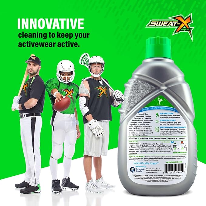 SWEAT X Original Activewear Laundry Detergent Liquid - Natural Washing Detergent for Activewear & Gym Clothes - Non Toxic Laundry Detergent for Sensitive Skin - Concentrated, 45 Loads (1 Bottle)