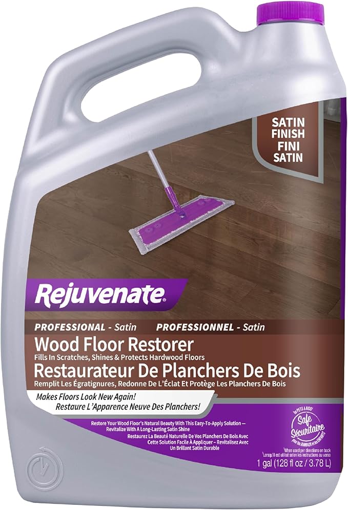 Rejuvenate Professional Wood Floor Restorer Fills Scratches, Seals And Protects Wood Flooring For A Matte Satin Finish, 1 Gallon