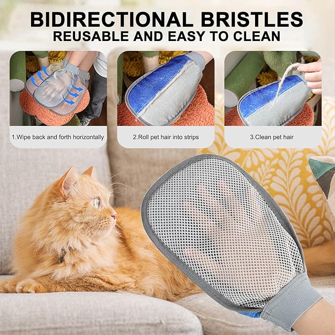 Pet Hair Removal Glove for Dogs & Cats, 2026 Newly Upgraded Electrostatic Animal Hair Removal Glove, Reusable Magic Brush for Clothing, Couch, Bed, Carpet, Car Seat, Furniture