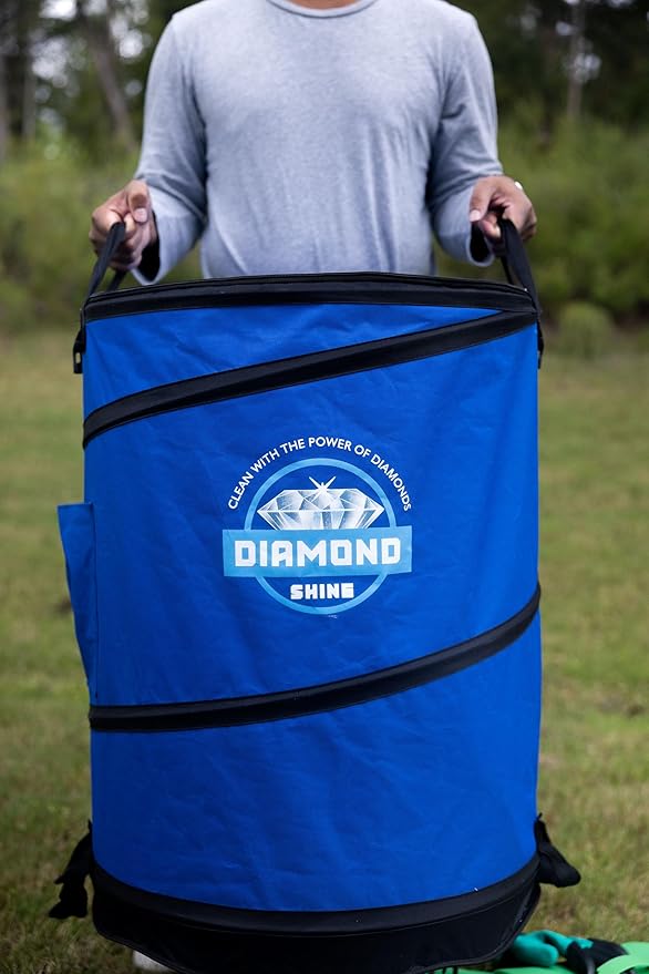 Diamond Shine Collapsible Garden Bag for Yard Waste, 47 Gallon Reusable Container Indoor & Outdoor Ultra With Durable Zipper & Handles