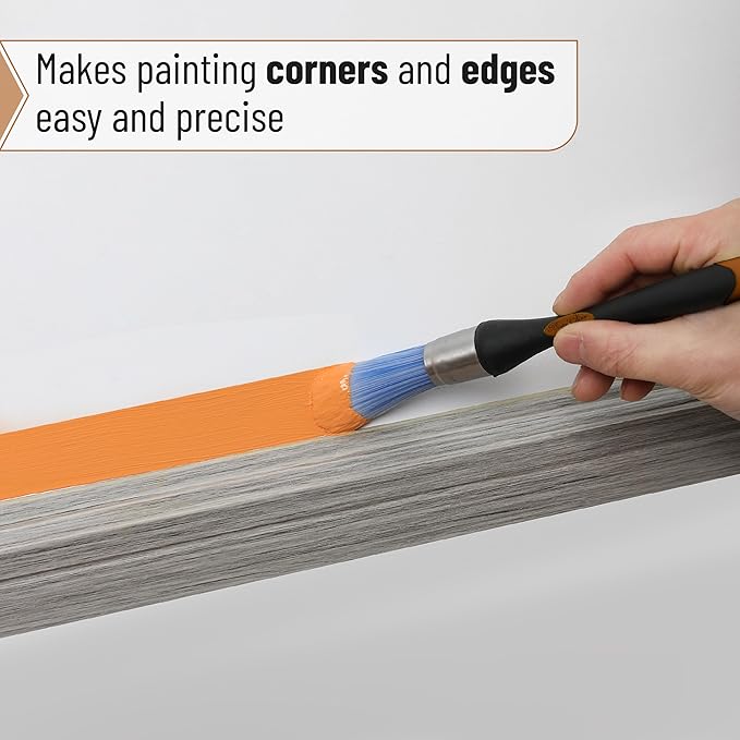 Bates- Trim Paint Brush, 0.75 Inch, Ergonomic Non-Slip Handle, Synthetic Bristles, Trim Brushes for Painting, Black & Brown