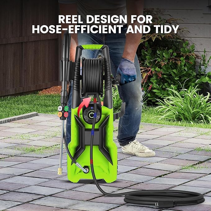 5000 PSI Adjustable Pressure Cleaner, 2025 New Power Cleaner Pressure Adjustable (2500PSI-5000PSI) with 33ft Pressure Hose, 4 Nozzle and Detergent Tank for Cars, Upgraded 7050