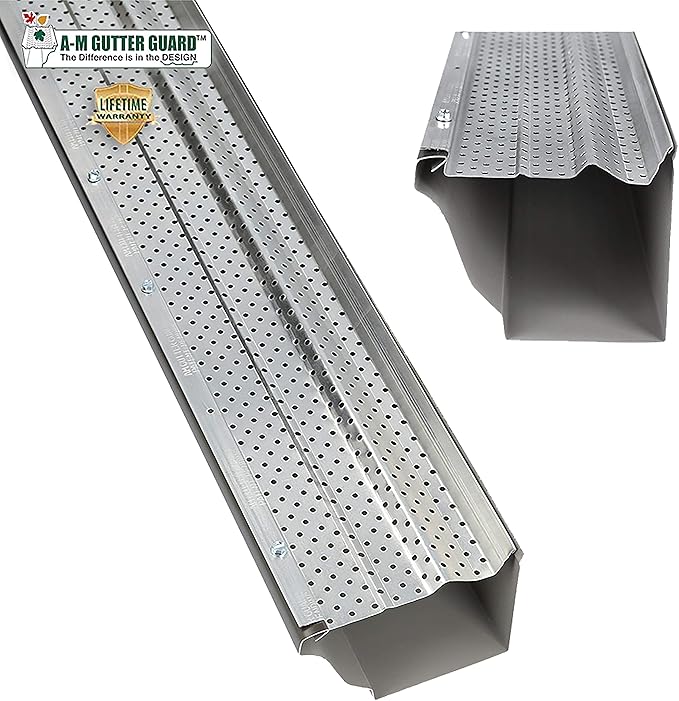 A-M Gutter Guard – Premium Heavy-Duty Lifetime Quality Aluminum - Leaf & Debris Protection, (6 Inch - 200 Feet, Mill Finish) - DIY Easy - Made in The USA