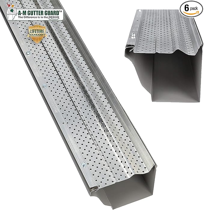 A-M Gutter Guard – Premium Heavy-Duty Lifetime Quality Aluminum - Leaf & Debris Protection, (6 Inch - 23 Feet, Mill Finish) - DIY Easy - Made in The USA