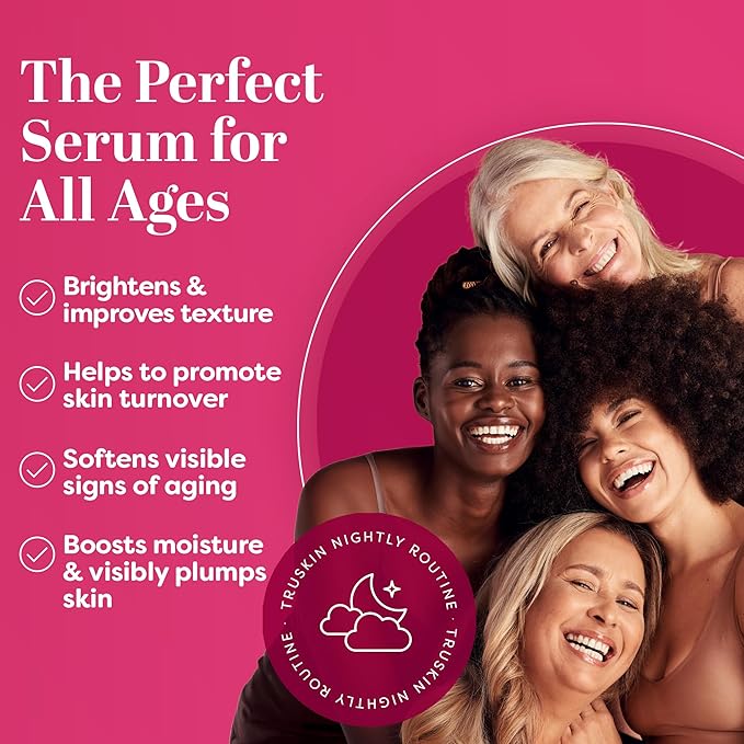 TruSkin Vitamin C Super Serum for Face – All-in-One Anti-Aging Serum with Vitamin C, Retinol, Niacinamide, Hyaluronic Acid & Squalane – Improve Appearance of Dark Spots, Firmness & Texture, 1 Fl Oz