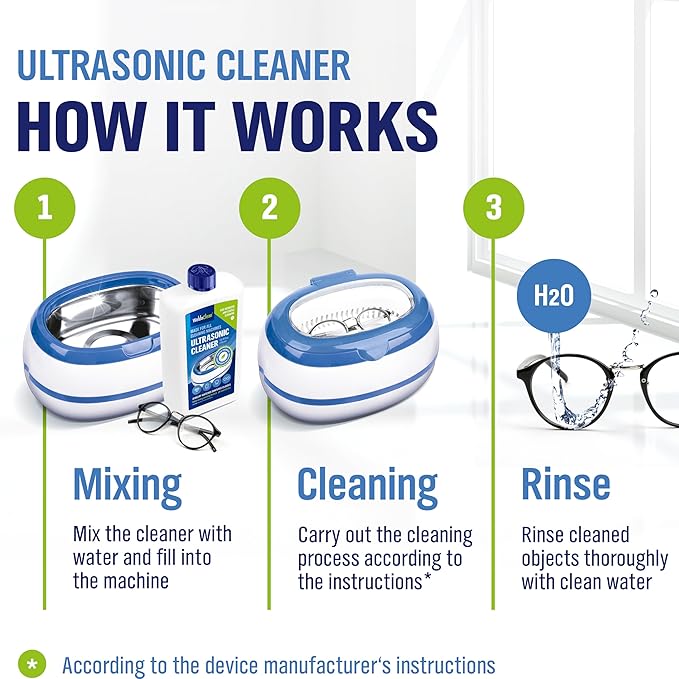 WoldoClean Ultrasonic Cleaner Solution 25.4 Fl Oz - Jewelry Cleaning Liquid for Ultrasonic Machines, Watches, Glasses & Sonic Jewelry Cleaner