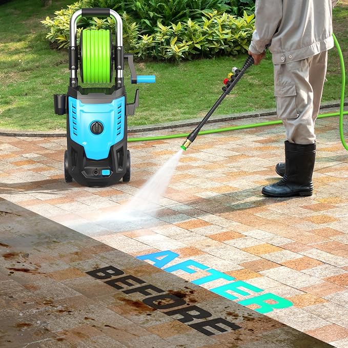Professional Pressure Cleaner 4800PSI, 4.0GPM Portable Power Cleaner with 4 QC Nozzles and Soap Bottle, Cleaner Machine for Cars/Home/Driveways/Patios/Decks/Fences (Blue)