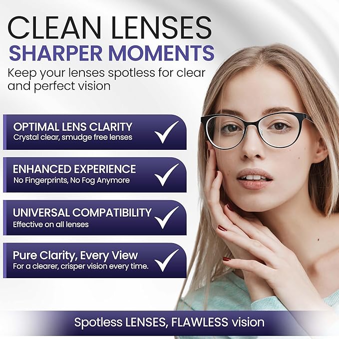 Eyeglass Gel Lens Cleaner Spray Kit - 3 x 1oz Gel Eyeglasses Cleaner Spray Bottle + 2 Microfiber Cloth for Cleaning - Safe for All Lenses (AR Coated Included), Eyeglasses and Screens