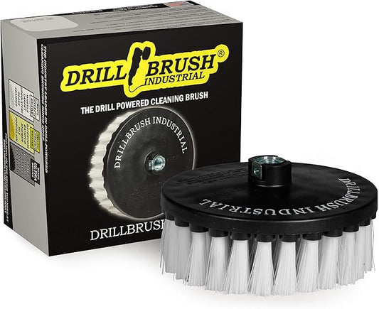 Carpet Cleaner Scrub Brush for Polisher - 7 Inch Soft White Drillbrush with 5/8 x 11 Threaded Hub for Rotary Polisher Machine - Large Car Buffer Brush - Large Carpet Scrubber - Drill Adapter Included