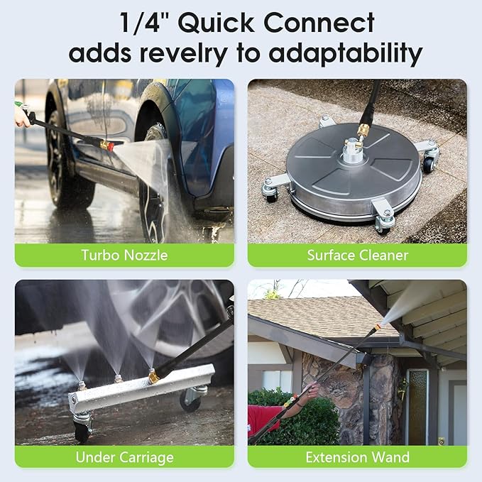 5000PSI Pressure Cleaner,Power Cleaner with Foam Cannon,4 Nozzles,33FT Hose and 500ml Soap Bottle for Home/Cars/Driveways/Patios/Fences,Green
