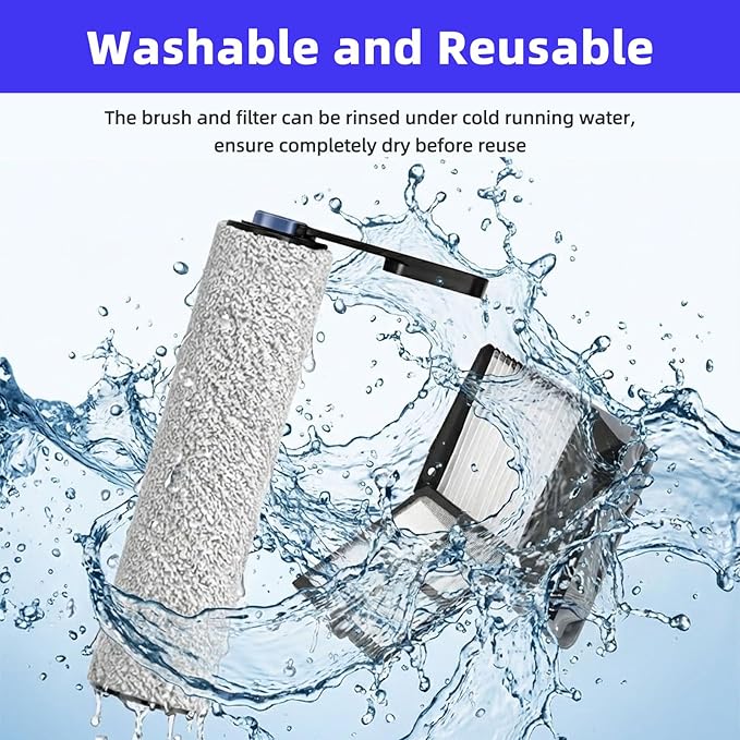 Replacement Parts Compatible with Tineco Floor One S5 / S5 Pro / S5 Pro 2 / S5 Blue Vacuums, 2 Roller Brushes & 4 Filters Accessories Kit (𝗡𝗢𝗧 𝗳𝗼𝗿 𝗦𝟱 𝗖𝗼𝗺𝗯𝗼 / 𝗦𝟱 𝗦𝘁𝗲𝗮𝗺)