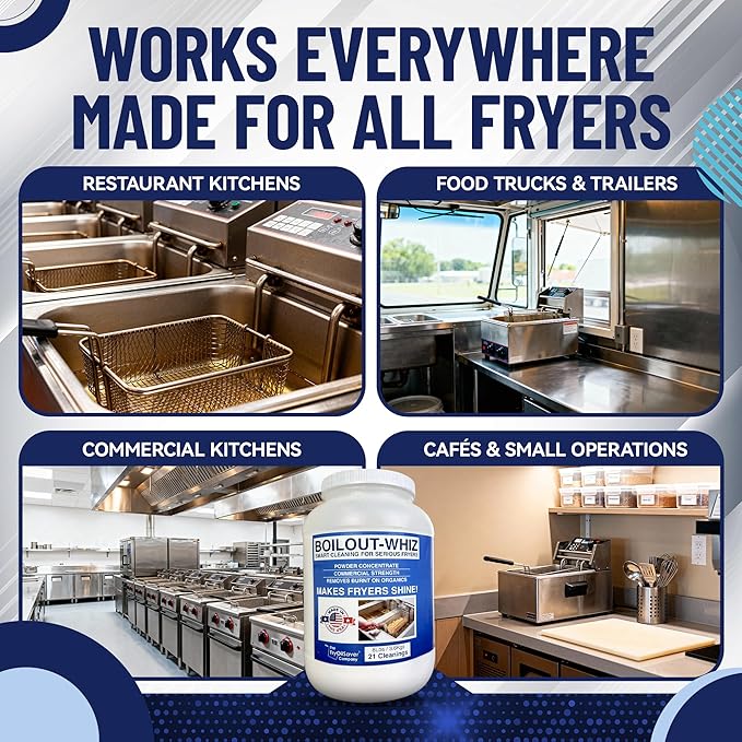 32LB Boil-Out Whiz Deep Fryer Cleaner - Degreaser Powder for Commercial Kitchen Cleaning Oil Saver - Deep Fryer Pot & Coil Safe - Extend Oil Life, Save Time & Energy - by FryOilSaver Co