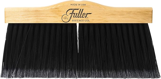 Fuller Brush 12-Inch Maple Wood Upright Broom with 2-Piece Black Steel Threaded Handle – for Sweeping Indoor and Outdoor Areas Including Tile, Concrete, Garage Floors, Basements, and Workshops