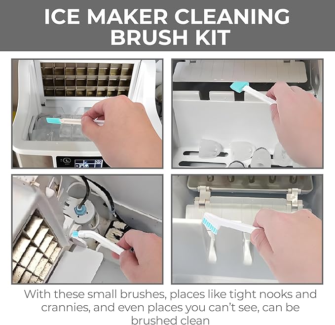 10 PCS Ice Machine Cleaner Brush Sets - Ice Maker Cleaning Tools - 2 PCS Straw Cleaner Brush & Machine Cleaner, 8 PCS Crevice Tools, Essential Kit for Maintenance & Dry Ice Cleaning