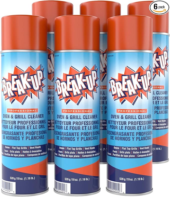 Diversey CBD991206 Break Up Professional Oven & Grill Cleaner, Heavy Duty Spray Removes Baked on Grease, Aerosol, 19-Ounce (Pack of 6)