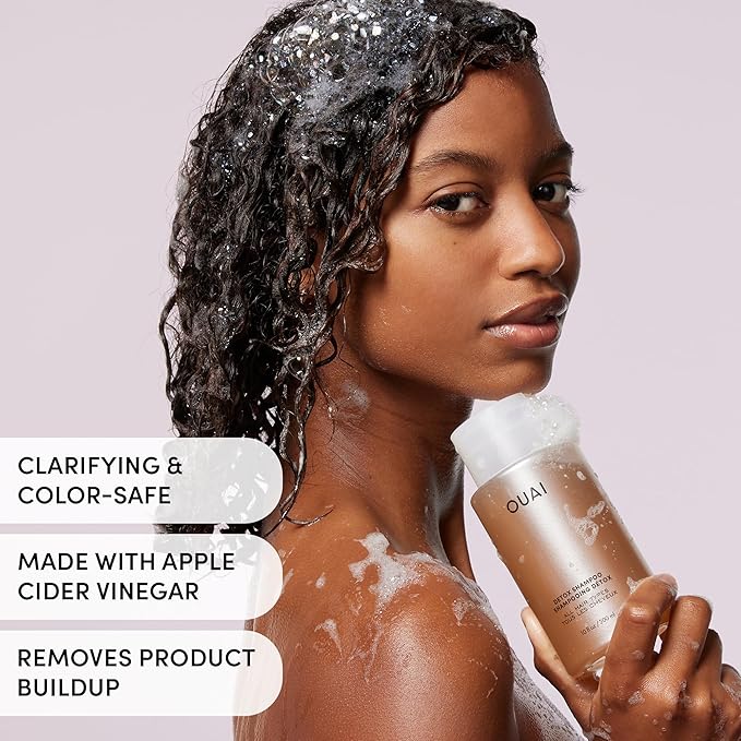 OUAI Hair Care Set - Clarifying Shampoo & Exfoliating Scalp Scrub - Deep Cleansing & Balancing - Hair Care Kit with Detox Shampoo & Travel Size Sugar Scrub for Scalp - Valentine's Day Gifts (2 Count)