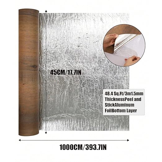 Luxury Thicken Wood Grain Peel and Stick Floor Tiles Self-Adhesive Vinyl Flooring Roll-DIY Easy for Wall and Floor,Hard Surface/Waterproof/Anti Slip (Brown Vinyl Flooring, 17.72 "W x 393.7" L)
