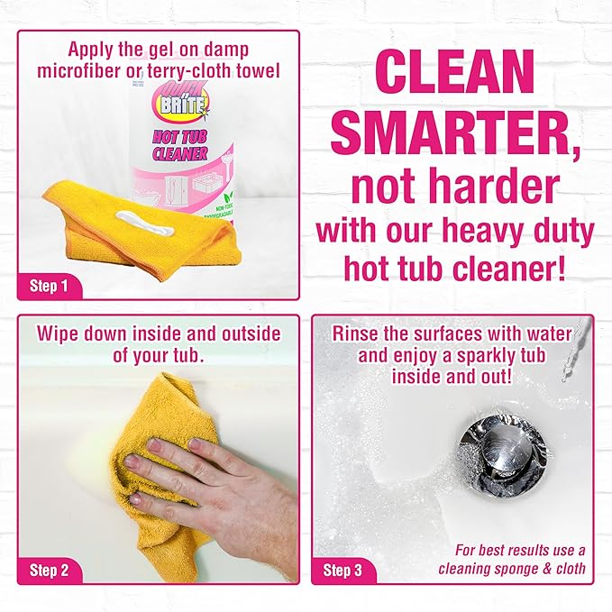 Quick 'n Brite Heavy Duty Hot Tub Cleaner - Non-abrasive Cleaning Gel, 32 oz. (Packaging May Vary)