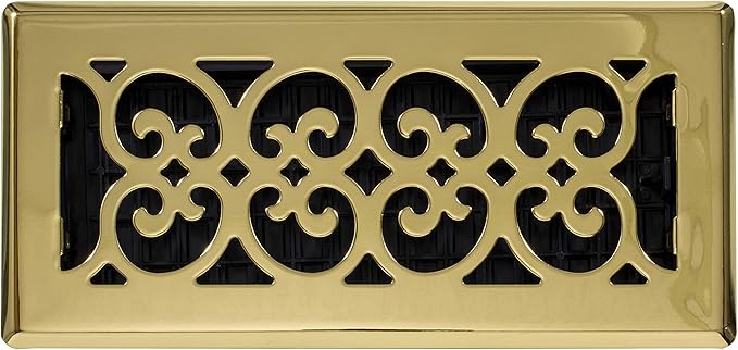 Decor Grates SPH410 Floor Register, 4x10, Polished Brass Finish