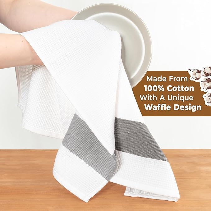 American Soft Linen Dish Towels, 100% Cotton Dish Cloths for Kitchen, 4 Packed Soft Absorbent Quick Dry Kitchen Towels, Gray