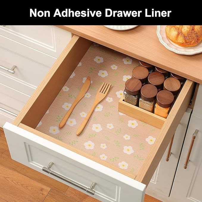 Cooyes Shelf Liner – Premium Non-Adhesive Cabinet & Drawer Liner for Kitchen – Waterproof Shelf Paper with Modern Pattern – Durable EVA Cabinet Mat – Easy to Cut （24" W x 120" L）