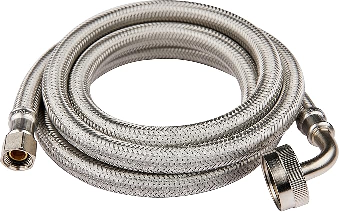 EFIELD 10 Feet Length Dishwasher Hose with 90 Degree FGH Elbow, Water Supply Line, Premium Braided Stainless Steel,(HOSE061)