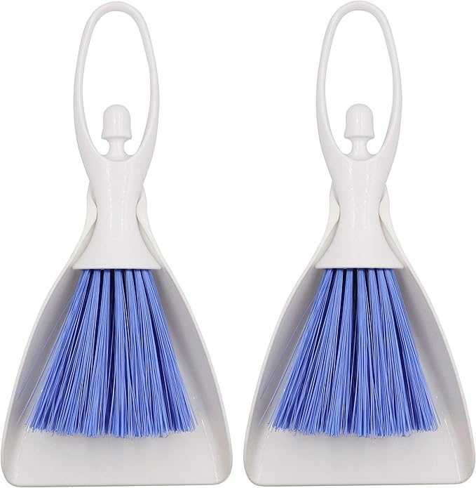 LBY Hand Broom and Dustpan Set, Mini Brush Nesting Tiny Cleaning Whisk, Ergonomic Grip Handle for Desk, Keyboard, Car Cleaner Tools 2 in 1
