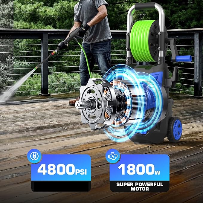 Professional Electric Pressure Washer 4800PSI, 4.0GPM Portable Power Washer with 4 QC Nozzles and Soap Bottle, Cleaner Machine for Cars/Home/Driveways/Patios/Decks/Fences