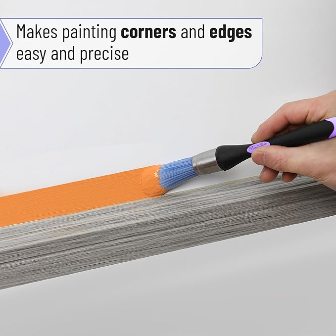 Bates- Trim Paint Brush, 0.75 Inch, 2 Pack, Purple and Black Ergonomic Non-Slip Handle, Synthetic Bristles, Trim Brushes for Painting