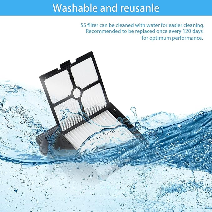 【for ONE S5 Blue】【for ONE S5 Pro 2】Roller Brush and Filters for Tineco Floor ONE S5 /Floor One S5 Pro Cordless Wet Dry Vacuum Cleaner, Replacement Parts Include 2 Brush Rollers,4 Filters