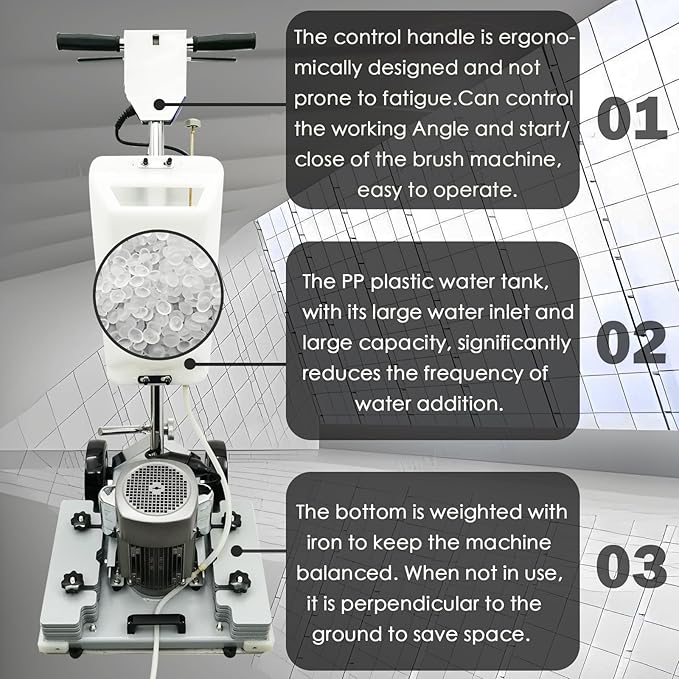 TECHTONGDA Floor Polisher Commercial Floor Buffer Scrubber Square Shape Floor Grinding Machine Industrial Hard Floor Cleaning with 3gal Tank and 3 Floor Polishing Pad