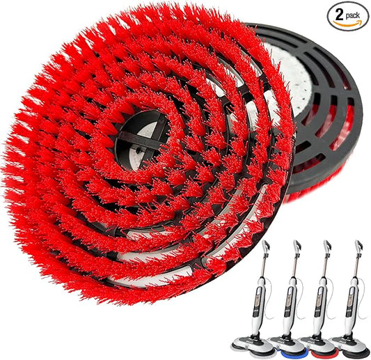 Steam Cleaner Mop Replacement Brush Heads for Shark steam and Scrub mop S7000 S7201 S7005 S7020 S7001C S7000AMZ S8001, Upgraded Scrubbing & Polishing Pads for Deep Cleaning Hard Floors, Black & Red