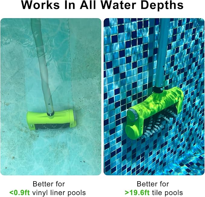 Sepetrel Handheld Electric Pool Brush Head for Cleaning Walls,Portable & Rechargeable Cordless Inground/Above Ground Swimming Pool Scrub Brushes