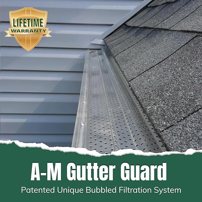 A-M Gutter Guard – Premium Heavy-Duty Lifetime Quality Aluminum - Leaf & Debris Protection, (5 Inch - 11.5 Feet, Mill Finish) - DIY Easy - Made in The USA