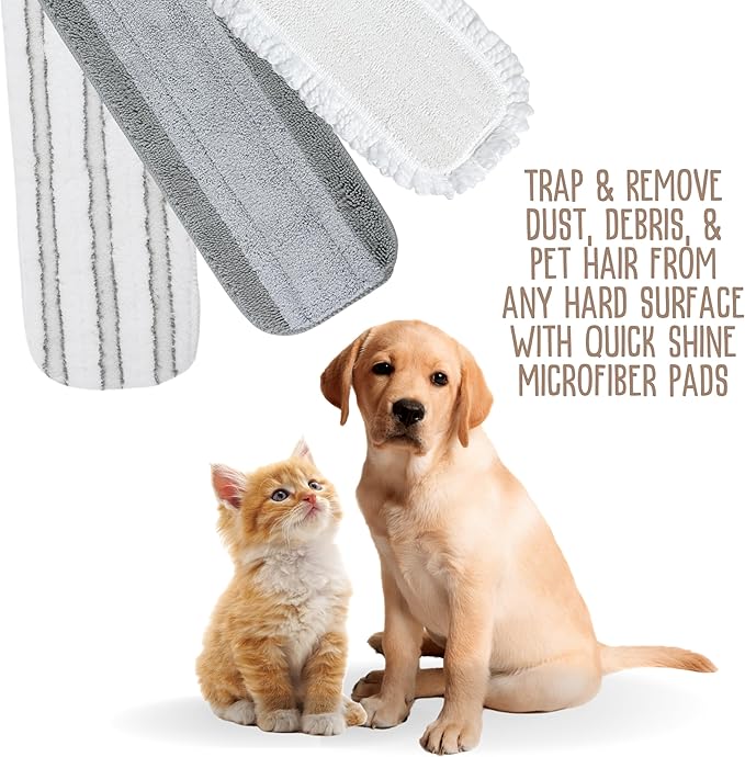 Quick Shine Clean + Dust Pad | Thick White Microfiber Pad Ideal for Dry Dusting and Floor Cleaning | Reusble, Washable & Safe for All Hard Surface Floors