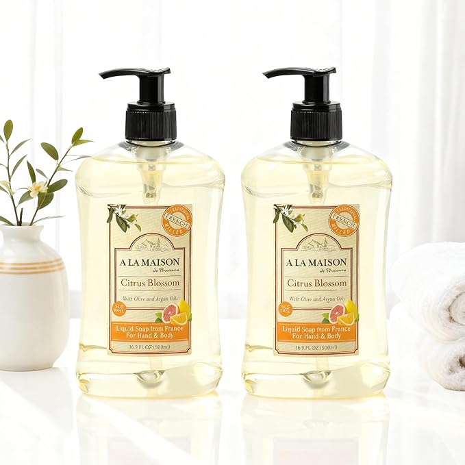 A LA MAISON French Liquid Hand Soap, Citrus Blossom - Natural Hand Wash Made with Essential Oils - Biodegradable, Plant-Based, Vegan, Cruelty-Free, Alcohol & Paraben Free (16.9 oz, 6 Pack)
