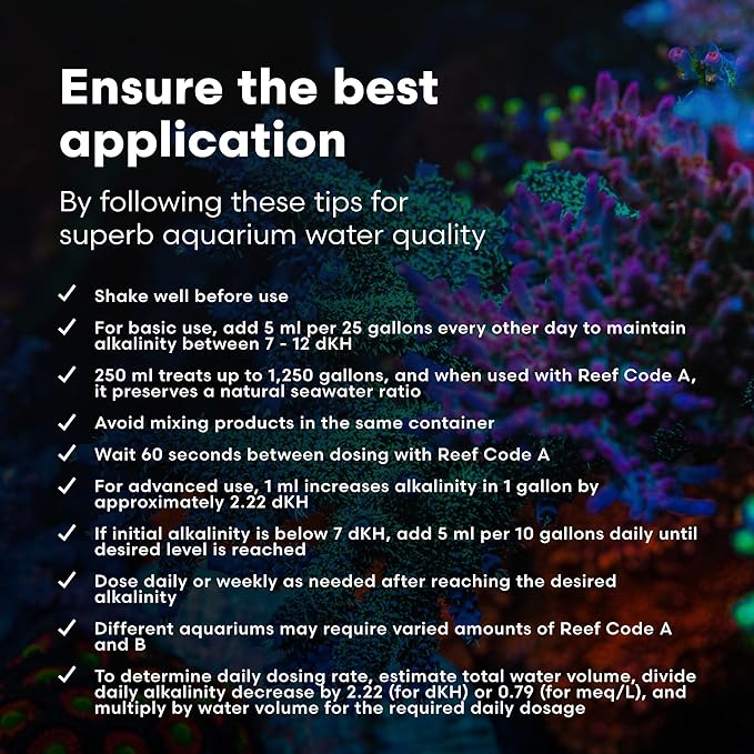 Brightwell Aquatics - Reef Code B - Balanced Calcium & Alkalinity System Water Conditioner - For All Saltwater Marine Fish & Reef Fish Tanks - Aquarium Water Treatments, 16.9 fl oz