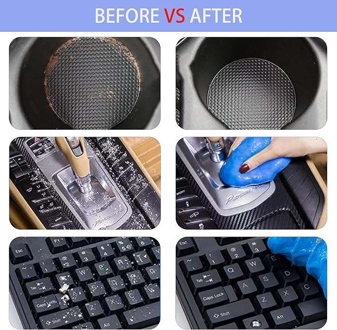 Car Cleaning Gel - Reusable Auto Detailing Tools for Interior Vents, Keyboard, Electronics, 2Pcs Portable Dust Cleaner (Blue/Yellow)