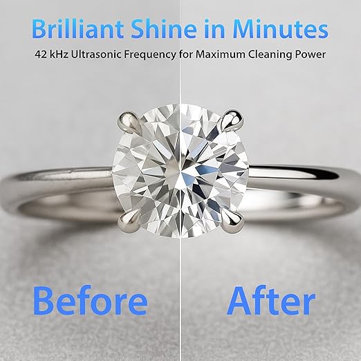 Magnasonic Ultrasonic Cleaner, 20oz Stainless Steel Tank, Digital Timer, 5 Cleaning Modes, w/ 8oz Gem & Jewelry Cleaner Concentrate Solution for All Jewelry, Eyeglasses, Watches, Dentures, Retainers
